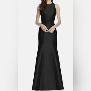 Alfred Sung D734 Black Halter Bow Back Mermaid Gown Size 8 |Formal Bridesmaid